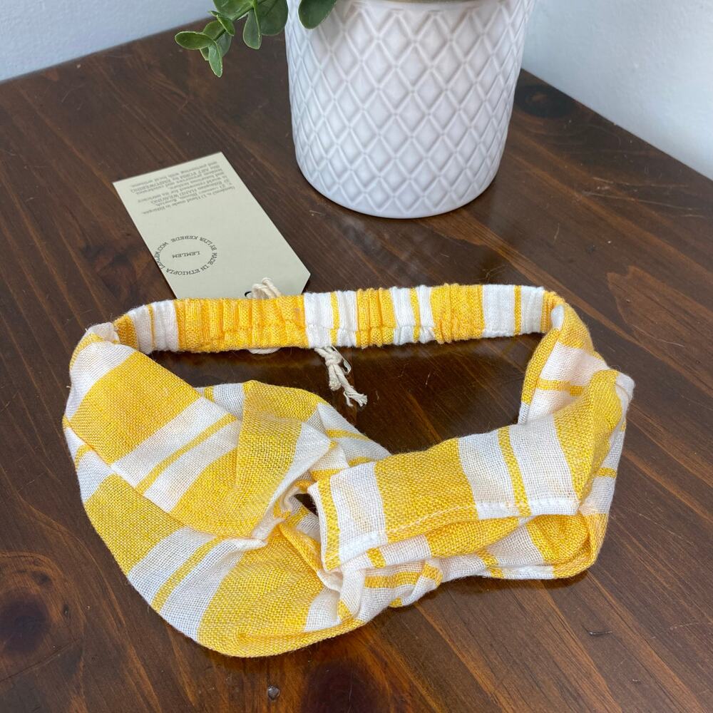 Lemlem Yellow Gold Doro Stripe Twist Turban Headband NWT Handmade